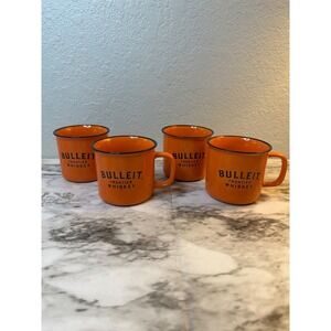 Bulleit Frontier Whiskey Campfire Mug Cup Orange Ceramic Set Of 4, 2024 Gift Set